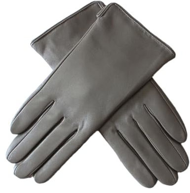 Damen Schaffell-Handschuhe, klassisch, gerader Stil, Strickfutter, Winter-Fäustlinge, Hellgrau, Größe 36 - 40, hellgrau, 8 12