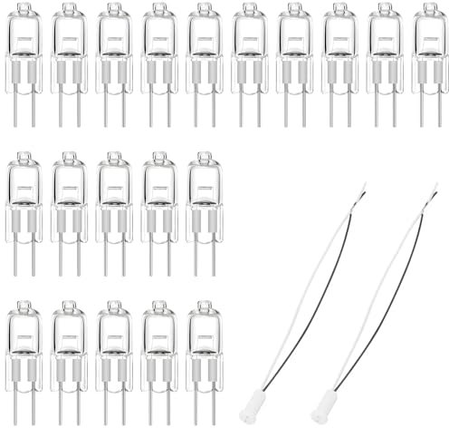 BlueXP 20 Stück G4 Halogen Glühbirne 20W 12V G4 Halogenlampen mit G4 Stiftsockel Lampenhalterung Warmweiß 2700K G4 Halogenlampen für Wohnzimmer Schlafzimmer Kronleuchter Schrankbeleuchtung