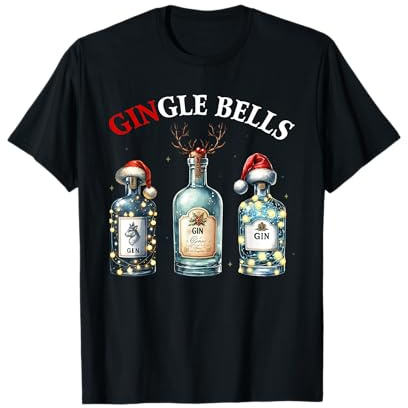 Gingle Bells Gin Amanti del Gin Natale Alci Natalizi Maglietta