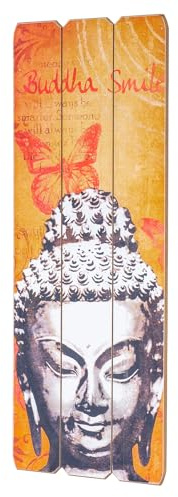Buddha väggdekoration 30 x 80 cm träbild väggmålning trädekoration skylt väggdekoration mindfulness meditation leende