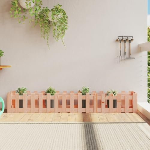 Somanki Hochbeet Lattenzaun-Design 200x30x30 cm Massivholz Douglasie, Palettenrahmen, Hochteich, Gemüsebeet, Kräuterregal Balkon, Blumenbeet, Kräuterspirale, Tomatenbeet, Pflanzhochbeet - 832505