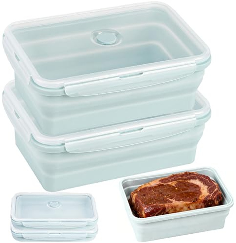 Frischhaltedosen 2000ml BPA-frei, zusammenklappbar Silikon Lunchbox 2er Set
