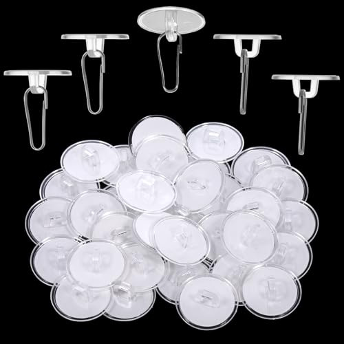 cobee 30 ganci autoadesivi da soffitto, trasparenti, PVC, per appendere decorazioni da 2 cm, senza danni, per metallo, vetro, piastrelle, legno, marmo