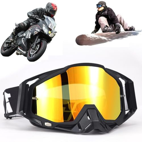Yoihuqi Motocross Brille, Winddichte Staubdichte Motocross-Brille, SkiBrille, Dirt Bike Crossbrille, Anti Fog UV Skibrille, Off Road Racing Fahrbrille, für Radfahren, ATV, UTV