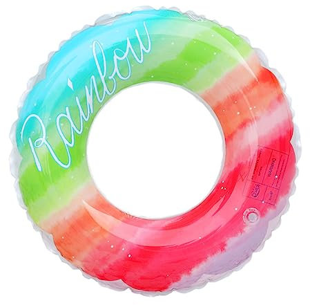 TOYANDONA 480g Aufblasbarer Schwimmring Mit Griffen Für Erwachsene Regenbogenfarbe Aus Umweltfreundlichem Material Sicher Und Langlebig Für Pool Und See