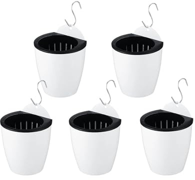 Spotact Lot de 5 pots de fleurs modernes en polypropylène à suspendre avec trous de drainage pour intérieur et extérieur, plantes grasses, herbes aromatiques (taille M)