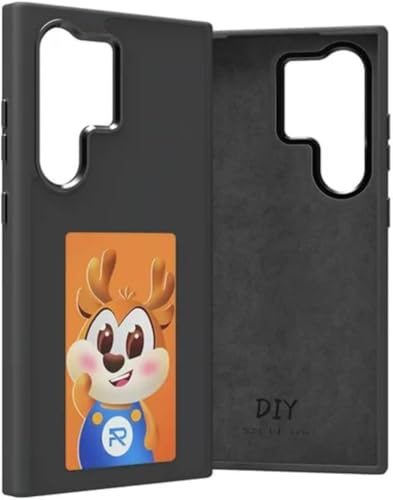 BLOSSOMLIFE Four Color E Ink Screen Photo Phone Case for Samsung S23 S24 S25 Ultra Picture Phone Cover NFC Transmission Screen Protective Smart Phone Bags (Black, S25 Ultra)