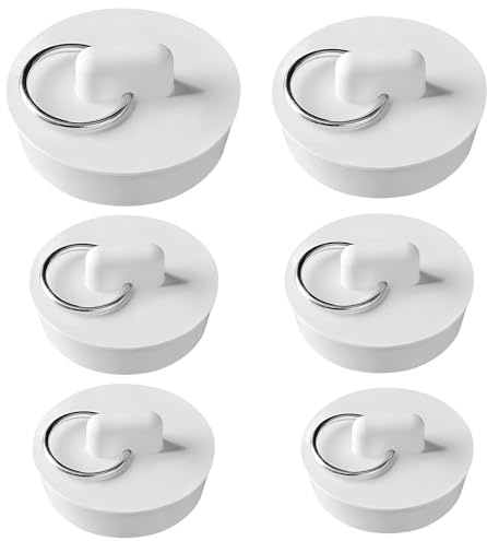 6PCS Sink Stopper Replacement, Rubber Bath Plug With Hanging Ring, Universal Bathroom Sink Plugs For Kitchen And Bathroom, 6 Sizes
