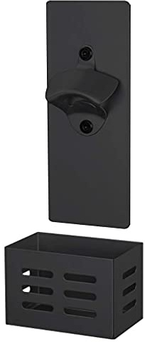 Abridor de botellas increíblemente montado en la pared estilo bar que atrapa tapas elegantes sacacorchos de acero inoxidable para botellas de vino, abridor de cerveza montado en la pared