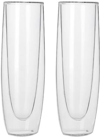 BIUDECO Copas de Vino Tinto de Doble Pared de Cristal 150Ml Juego de 2 Unidades Resistentes a Temperaturas de 20 °C a 130 °C para Bares Restaurantes y Fiestas