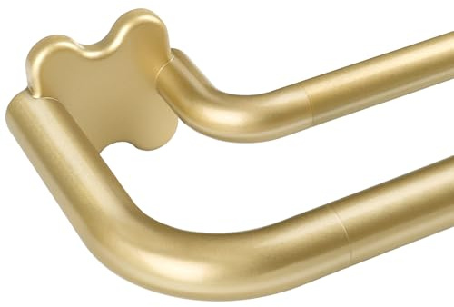USFOOK Gold Double Extendable Curtain Pole, Curtain Poles 80 to 218 cm