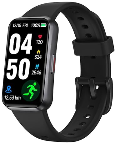USMECBL Monitores de fitness, monitor de sueño de oxígeno en sangre de frecuencia cardíaca, pantalla OLED de 1.47 pulgadas, podómetro de calorías, contador de pasos, relojes de actividad, banda