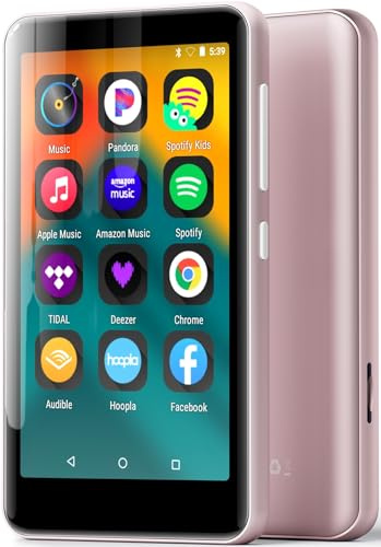 innioasis 16 GB MP3-Player mit Bluetooth und WLAN, MP3-Player, Apple Music, 4 Zoll Touchscreen, Android-Streaming, MP3, MP4-Player für Kinder Reines Rosa