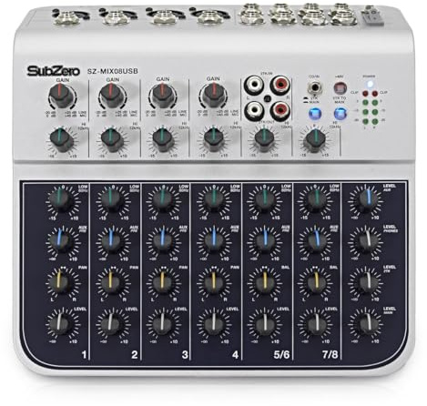 SubZero SZ-MIX08USB Mezclador/Interfaz USB de 8 Canales