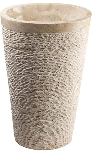 Wohnfreuden Naturstein Standwaschbecken aus Marmor creme oval 90 cm - Waschtischsäule freistehend rundum poliert