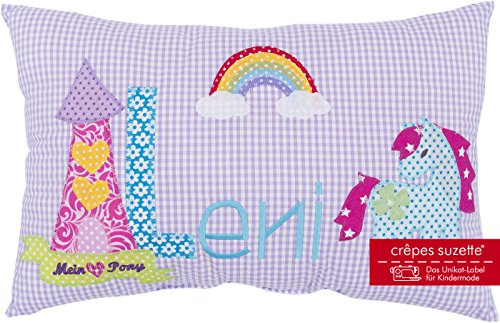 crepes suzette Namenskissen, Kissen mit Wunschnamen, Kissen mit Namen, Geburtsgeschenk, Babykissen, Geschenk Geburt Mädchen, Pony