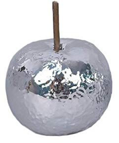 meindekoartikel Deko-Apfel aus Keramik in tollen Farben und verschiedenen Größen (Silber, Ø 6,5 cm - Höhe 8 cm)