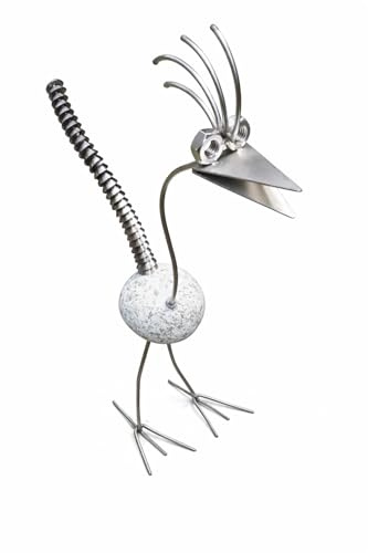 Edelstahl Vogel, Steinvogel 40cm Granitvogel V2A Edelstahlvogel
