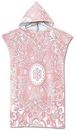 FANSU Strand Poncho Kapuze Böhmen, Badeponcho Mikrofaser Strandtücher Bade Bademantel Schwimmen Surfing Sport Handtuch Badetuch Duschtücher Handtücher Für Damen Herren (75 * 110cm,Rosa)