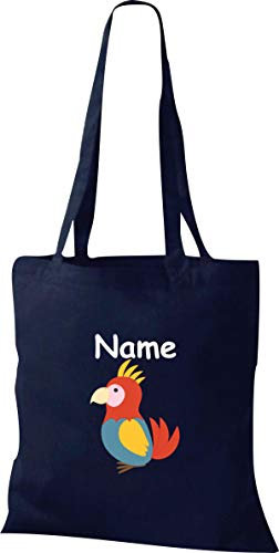 Shirtinstyle Stoffbeutel Tasche, Tiermotiv Papagei mit Wunschnamen, Natur Zoo Tiere Animal, Geschenk, Baumwolltasche, Logo, Spruch, Verwandschaft, Motiv, Farbe Rosa