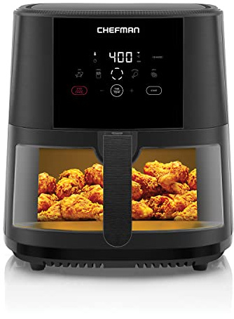 Chefman TurboTouch Easy View Air Fryer, The Most Convenient And Healthy Way To Cook Oil-Free, Watch Food Cook To Crispy And Low-Calorie Finish Through Convenient Window, 8 Qt
