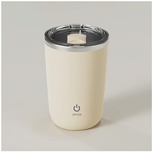 FOXNSK Tasse à Agitation Automatique, Mug Melangeur Électrique Magnetic Stirring Cup Rechargeable Mug Automatique Automatique Tasse a Cafe Tournant Maison Bureau Voyager MUG Auto MÉLANGEUR (A-Beige)