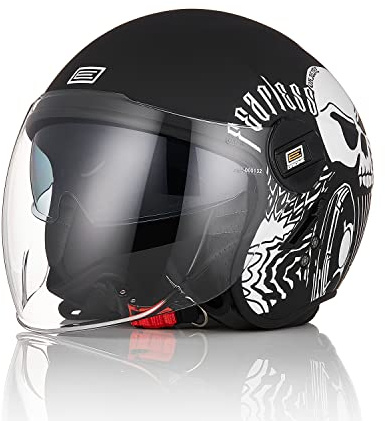 ORIGINE Casco Moto Jet Abierto con Doble Visera Homologado ECE 22-06 para Motocicleta, ATV, UTV y más en Amarillo Fluorescente, Negra Titanio o Verde Militar