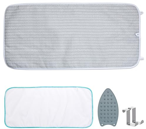 Seiritex Ironing Mat, Portable Ironing Pad 39.4 x 18.9 inch Table Top Iron Board 5 in 1 Travel Iron Blanket for Washer, Dryer, Counter top, Grey Arrow