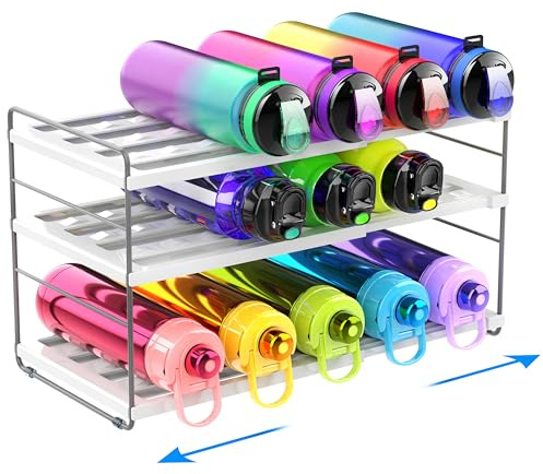 YAN & HIN Expandable Water Bottle Organizer for Cabinet, Tumbler Organizer, Water Bottle Holder for Kitchen Organization, Pantry Organizers, Refrigerator Organizers and Storage