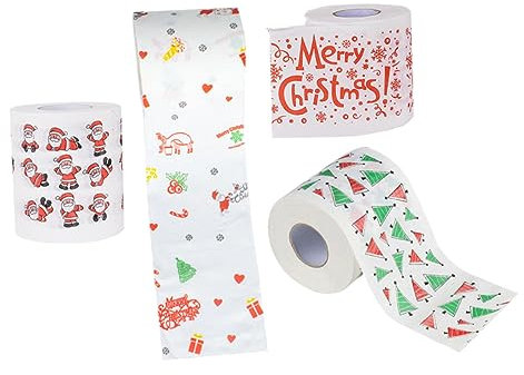 Mobestech 4rollen Weihnachtsmuster Toilettenpapier Dekorative Papierservietten Für Weihnachten Sanftes Und Hautfreundliches Rollpapier Für Tischdekoration Und Feiern
