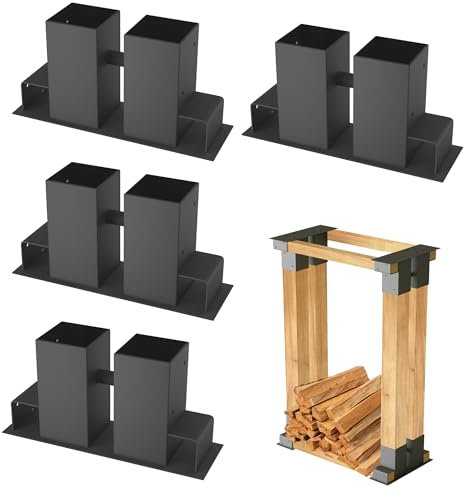 CEEDIR 4 Stück Holzstapelhilfe Holzstapelhalter für Kaminholz Feuerverzinkt stabile Holz Stapelhilfe Kaminholz Brennholz Gestell Holz