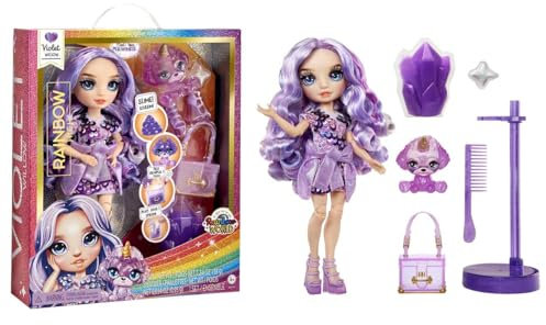 RAINBOW HIGH Poupée Mannequin avec Slime et Animal de Compagnie - Violet (Violet) - Poupée Pailletée 28 cm avec Slime Étincelant, Animal de Compagnie Magique et Accessoires - 4-12 Ans