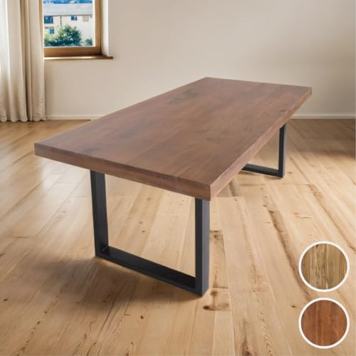 SAM Esstisch Rio 220x100 cm Akazie nussbaum gerade Kanten U-Gestell schwarz | Esszimmertisch, Akazienholz nussbaumfarben massiv, Metallgestell