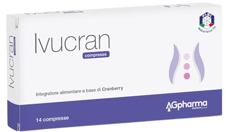 AGpharma Ivucran 14 Compresse - Integratore Alimentare a Base di Cranberry - Estratto Antiossidante Utile per Favorire la Funzionalità delle Vie Urinarie e il Drenaggio dei Liquidi Corporei