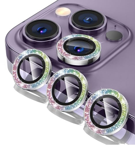 KSJEHW Protection Objectif Caméra Arrière pour iPhone 15 Pro 6,1'' & iPhone 15 Pro Max 6,7'', Accessoire Verre Trempé Anti-rayures Ultra Résistant Film(Couleur flash)