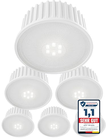 MATO 6x LED Modul 230V 5W extra flach 50mm x 22mm, 4000K neutralweiß, 470lm, CRI 90, LED Leuchtmittel GU10 MR16 Ersatz für Einbaustrahler, Aufbauspot und Deckenspots