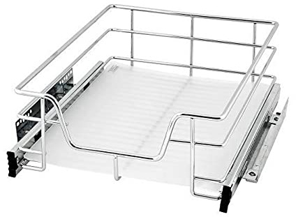 Kedia Teleskopschublade Aufbewahrungskorb, Schrankauszug, Küchenschublade, Küchenschrank Auszug, Küchenschubladeneinsätze (41CM-1pcs)