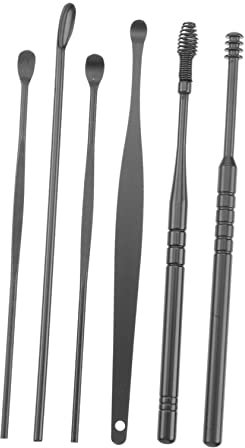KOMBIUDA 2sätze Ohrreinigungswerkzeug Aus Edelstahl Mit Spiral-ohrlöffel Ohrenschmalzpicker Und Reinigungstasche Tragbares Für Reisen Und Zuhause