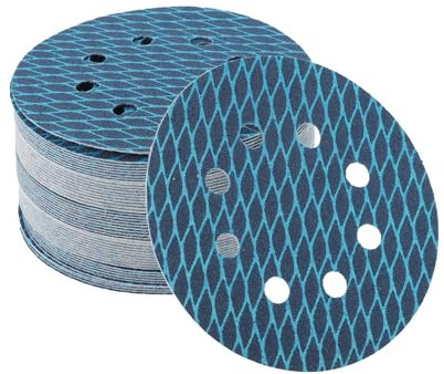 VekAuto 50Pz Dischi Abrasivi 5 Pollici 8 Fori 120 Grana adesivo Carta Vetrata Universale Metallo Riparazione Automobilistica Durabilità Flessibilità Alluminio Ossido Tessuto Morbido Blu