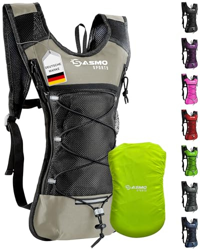 SASMO® Löpryggsäck 6 l (sand) med termofack | löparryggsäck – ultralätt 300 g | Löpryggsäck kvinnor och män | Löpryggsäck inklusive regnskydd och reflektorer