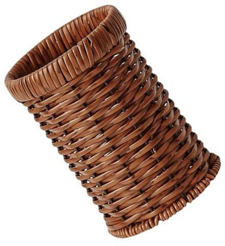 MAGICLULU Hand Woven Imitation Rattan Cutlery Holder Large Woven Basket Lightweight Utensil Organizer for Kitchen Dining Table Home