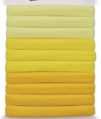 Mytoptrendz® 10 pcs - Elastic Hair Ties for Women Snag Free No Damage Rubber Bands for Girls No Metal Hair Bands Ponytail Holders Cotton Jersey Hair Ties for Thick Hair (Yellow Grediant)