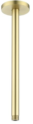 RANDOM Braccio doccia con flangia, oro 30,5 cm, montaggio a soffitto, braccio dritto per soffione doccia fisso, oro spazzolato. RD91038-12BG