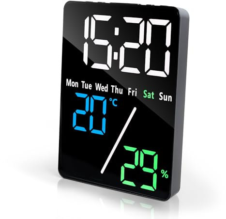 Lafocuse Sveglia Digitale da Comodino 5.7 LED Display, Orologio da Tavolo con Carica USB, Temperatura, Datario, 2 Allarme, Luminosità Regolabile, Snooze, Orologio Digitale per Camera da Letto Casa