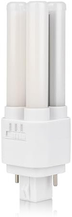 Bright Source LED PL-C Retrofit Compact Bulb, CFL Replacement, G24 2-pin Socket Base, 6W, 720lm, IP44, 3CCT Adjustable Light Colour 3000K 4000K 6000K, for Direct Mains Installation Only