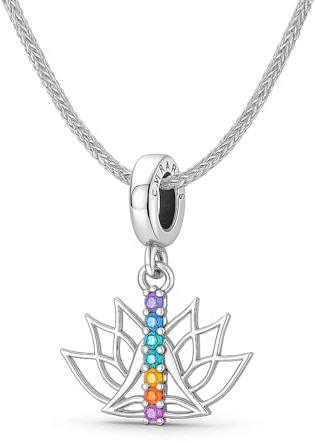 Davaco Colgante Flor de Loto 7 Chakras en Plata 925 Amuleto de Equilibrio Energía Positiva y Bienestar Joya de Protección para Meditación Reiki y Yoga Regalo Significativo 40 cm