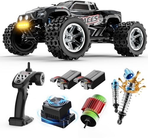 DEERC 1/16 Schnelle bürstenlose RC-Autos für Erwachsene, MAX 56+MPH, 2 * 3S Lipo-Batterien, 4x4 wasserdichter RC-Truck, hohe Geschwindigkeit, Offroad, All-Terrain-RC-Truggy für Sand und Schlamm