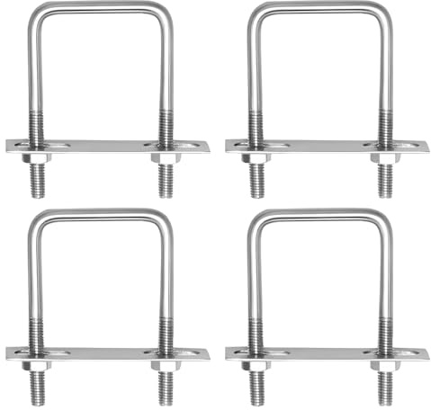 Forbabe Set med 4 U-muttrar med gänga M10 80x150mm Rostfria U-muttrar för fästning av staket och rör (80 * 150mm)
