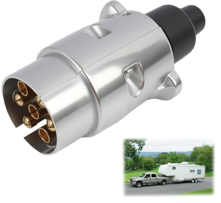 GodtKowty 7 Pin Metal Trailer Socket Connector Caravan Towbar Towing Light，Durable Vehicle End Tow Light Adapter, Compatible with Trailers, Semitrailers, RVs