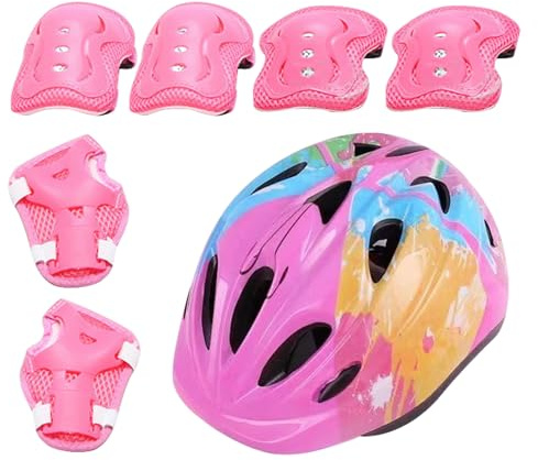 Ensemble de Casque et Genouillères pour | Casques, Protège-Coudes, Protège-Genoux Et Protège-Poignets pour - Équipement De Sécurité Sportive Ajustable pour Vélo, Patinage, Trottinettes Et